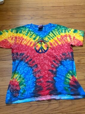Gildan Kids Tie-Dye Peace Logo Tee - Red, Blue, Yellow, Green, Purple